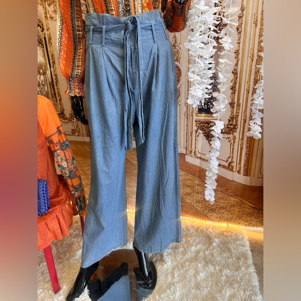Denim wide leg trousers